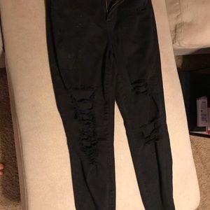 American Eagle Curvy Destroyed Black Pants